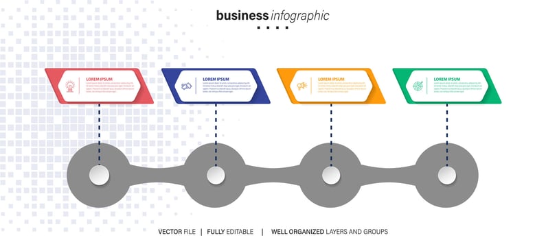 Timeline infographic thin line design with icons. Template for graph, diagram, presentations. Business concept with 4 options. Vector illustration.