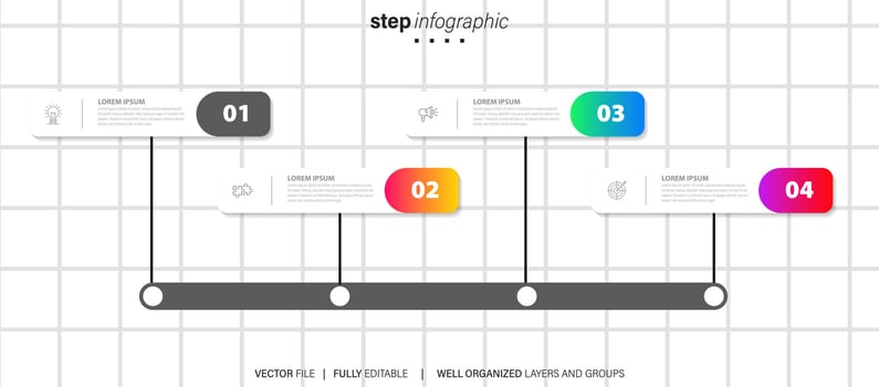Timeline infographic thin line design with icons. Template for graph, diagram, presentations. Business concept with 4 options. Vector illustration.