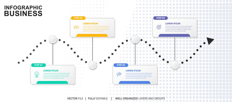 Business infographic template. Thin line design label with icon and 4 options, steps or processes. vector