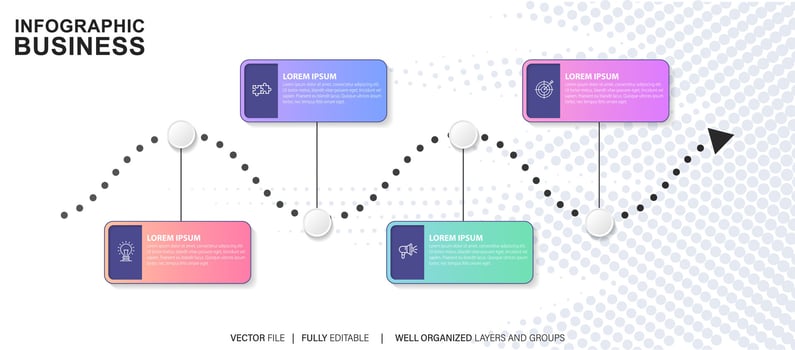Business infographic template. Thin line design label with icon and 4 options, steps or processes. vector
