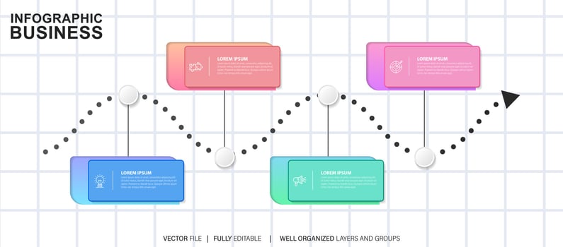 Business infographic template. Thin line design label with icon and 4 options, steps or processes. vector