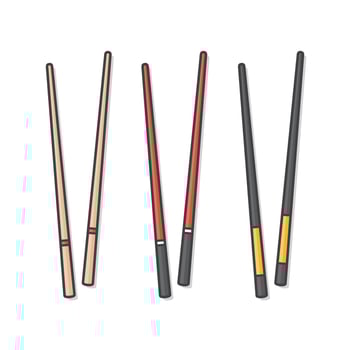 Chopsticks Set Different Types Vector Icon Illustration. Set Of Classic Japanese, Chinese, Asian Food Chopsticks Isolated Icon