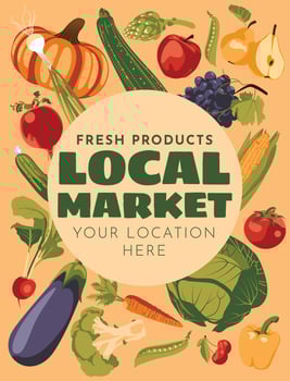 set of fresh vegetables harvest. Farm and agricultural market or festival poster, flyer. Vector flat illustration