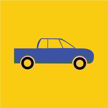 flat blue car icon cartoon style vector
