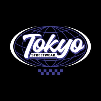 Tokyo japan y2k streetwear t-shirt slogan typography style logo vector icon design illustration. Poster, banner, clothing, slogan shirt, sticker, badge, emblem