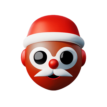 santa claus face 3d rendering icon illustration png