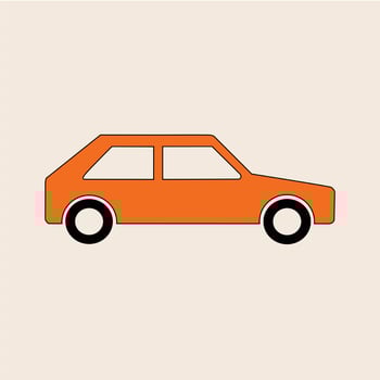 flat orange car icon cartoon style vector