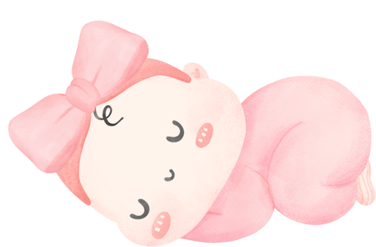 Cute newborn baby girl sleeping watercolor hand painting png