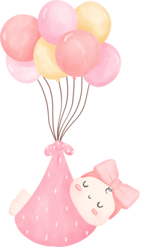 Cute baby girl shower, newborn sleeping watercolor hand painting png