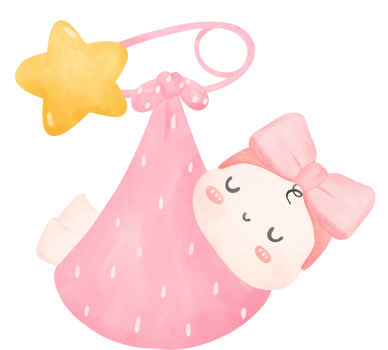 Cute baby girl shower, newborn sleeping watercolor hand painting png