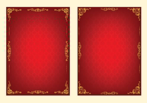 Gold photo frame with corner line floral Vector design