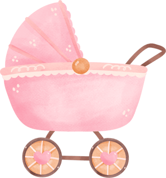 Cute baby shower girl pink pram png