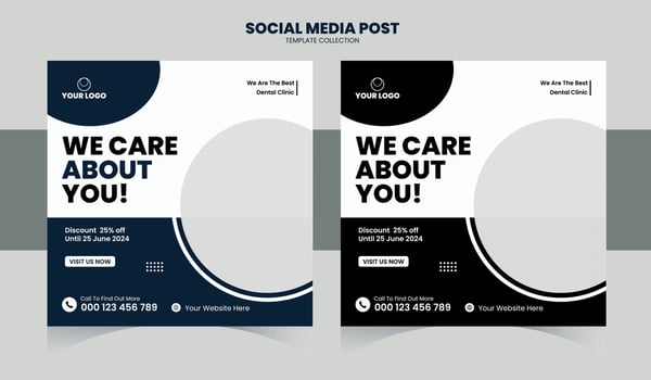 We Care Social Media Post template vector