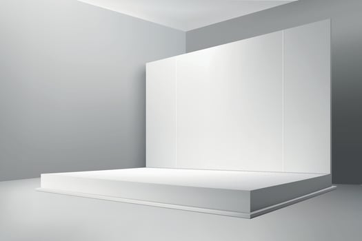 3d realistic empty stage with screen on show room background vector