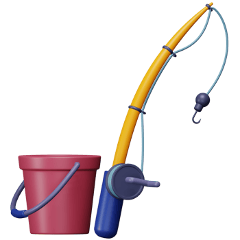 Fishing rod 3d rendering isometric icon. png