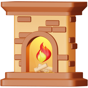 Fireplace 3d rendering isometric icon. png