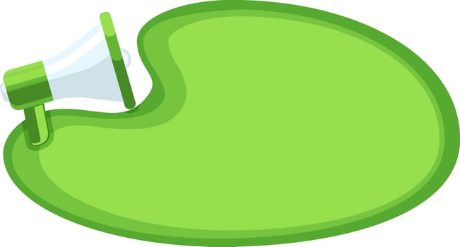 shop banner with green megaphone and bubble talk vector
