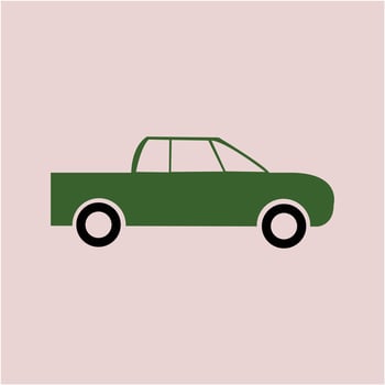 flat green car icon cartoon style vector