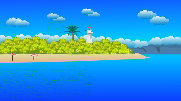 Landscape of mountains and lakes. vector illustration. Cartoon flat panorama of spring summer beautiful nature, green grasslands meadow with flowers, forest, scenic blue lake and mountains