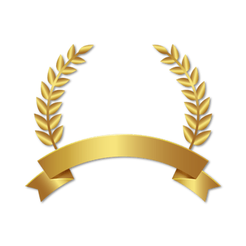 Blank golden laurel wreath ribbon award Png and prize competition