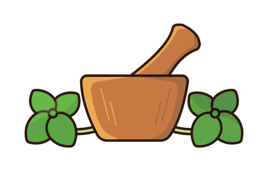 Ayurvedic Medicine Mortar and Pestle illustration. Healthcare medicine and pharmacy equipment icon concept. Medicine mortar with leaves design. Marble medicine mortar and pestle logo. png