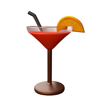 cocktail 3d rendering icon illustration png
