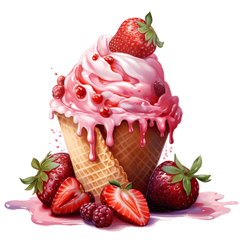 Ice cream with berries in a waffle cone AI Generative png