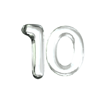 Number 10 3D Render with Glass Material png