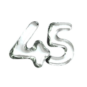 Number 45 3D Render with Glass Material png