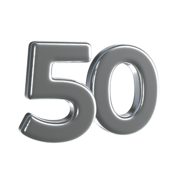 Number 50 3D Render with Silver Material png