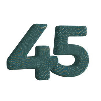 Number 45 3D Render with Green Fabric Material png