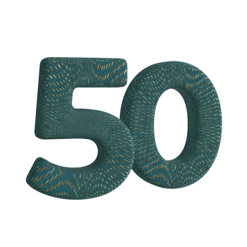 Number 50 3D Render with Green Fabric Material png