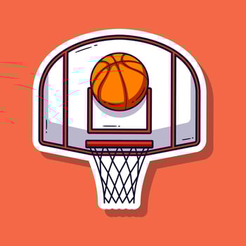 Basketball cartoon vector illustration sticker. Vector eps 10