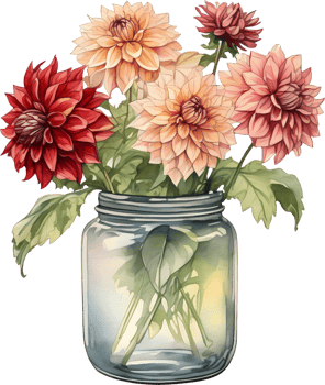 pink flowers in a jar. AI-Generated. png