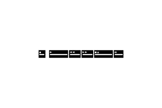 Silhouette of the Tape Deck Buttons, Records, Play, Fast, Forward, Rewind, Stop, Eject, and Pause. Vector Illustration