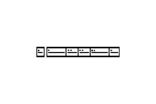 Silhouette of the Tape Deck Buttons, Records, Play, Fast, Forward, Rewind, Stop, Eject, and Pause. Vector Illustration