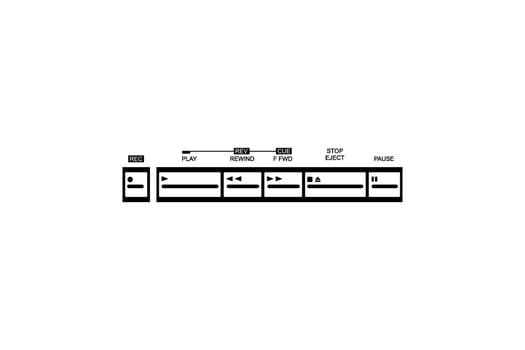 Silhouette of the Tape Deck Buttons, Records, Play, Fast, Forward, Rewind, Stop, Eject, and Pause. Vector Illustration