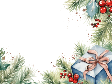 Watercolor Christmas card with presents png