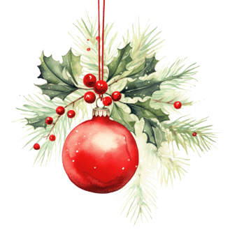 Christmas illustration with red ball png