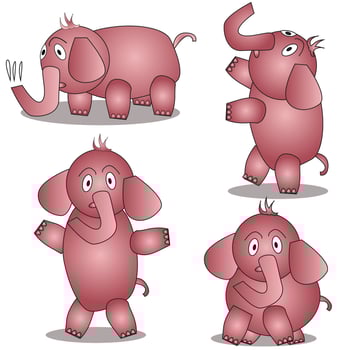 Elephant Cartoon Character Set vector