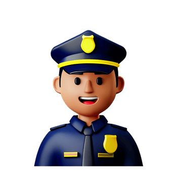 police face 3d rendering icon illustration png