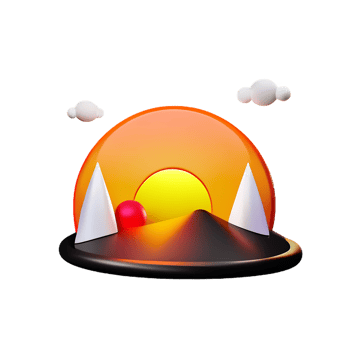 sunset 3d rendering icon illustration png