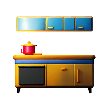 kitchen 3d rendering icon illustration png