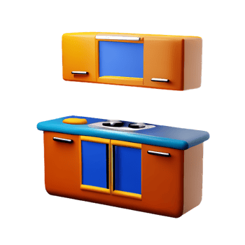 kitchen 3d rendering icon illustration png