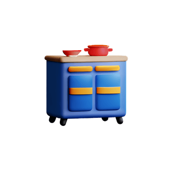 kitchen 3d rendering icon illustration png