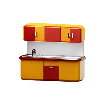 kitchen 3d rendering icon illustration png