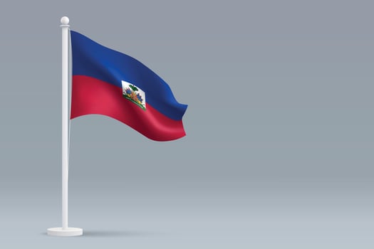 3d realistic national Haiti flag isolated on gray background vector