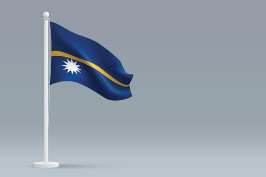 3d realistic national Nauru flag isolated on gray background vector