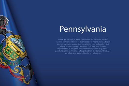 flag Pennsylvania, state of United States, isolated on background with copyspace vector