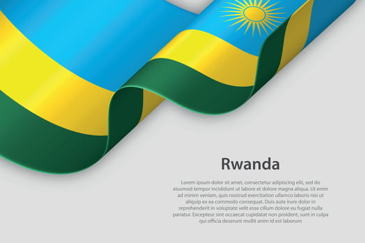 3d ribbon with national flag Rwanda isolated on white background vector